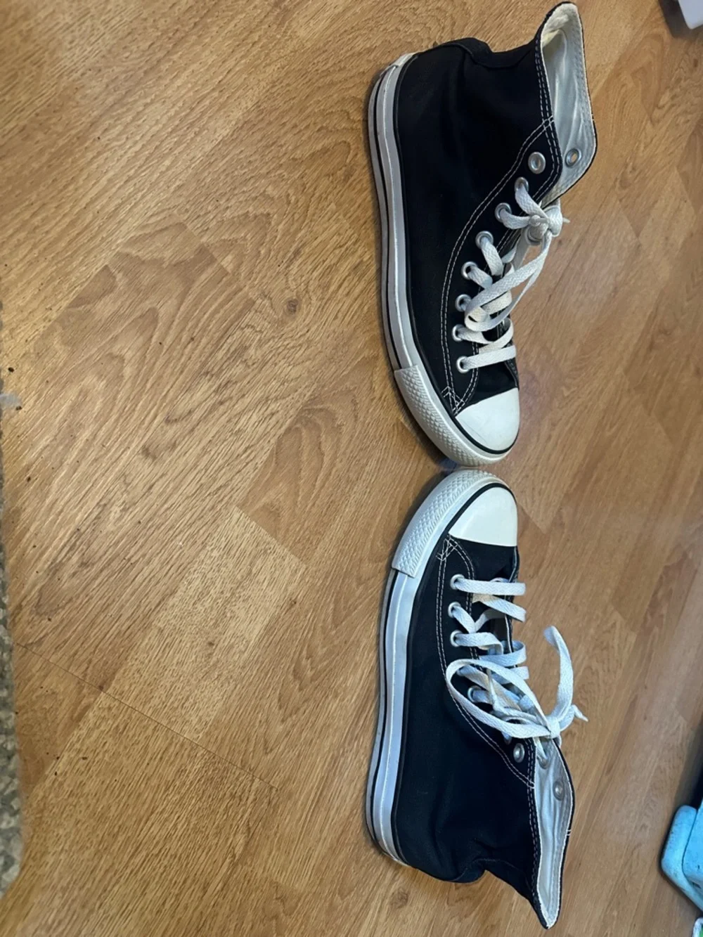 Converse Black High Top Canvas Sneakers with White Trim - Picture 10 of 16
